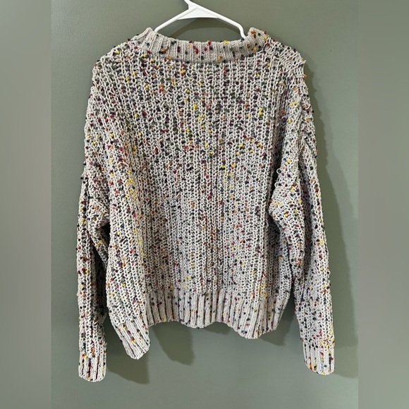 Easel Confetti Pom Pom Crew Neck Knit Cream Sweater Multicolor Size Small S - Picture 8 of 8